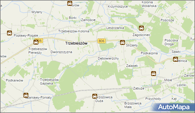 mapa Dębowierzchy, Dębowierzchy na mapie Targeo