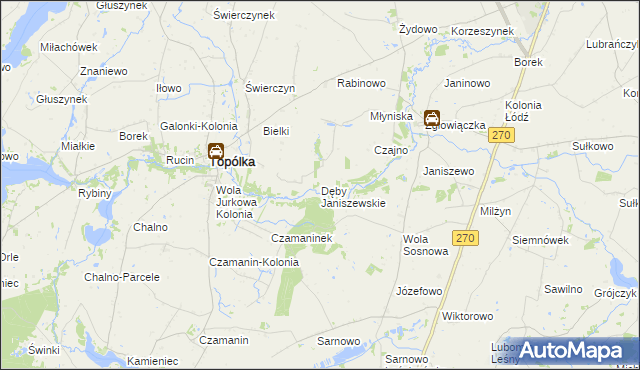 mapa Dęby Janiszewskie, Dęby Janiszewskie na mapie Targeo