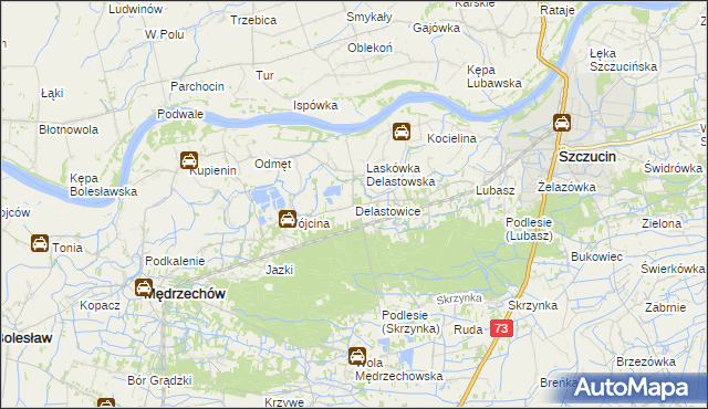 mapa Delastowice, Delastowice na mapie Targeo