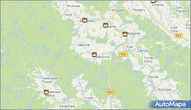 mapa Desznica, Desznica na mapie Targeo