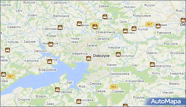 mapa Dobczyce, Dobczyce na mapie Targeo