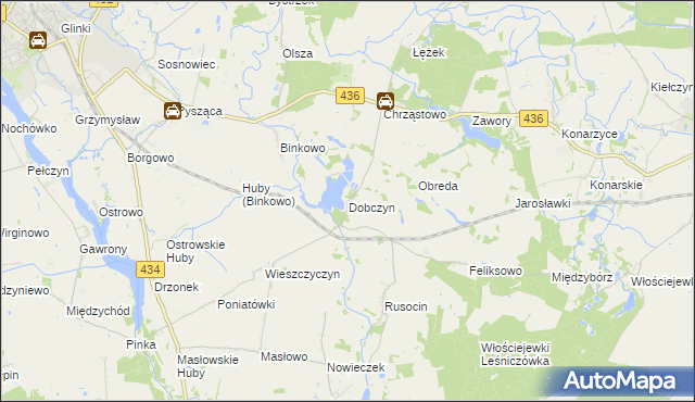 mapa Dobczyn gmina Śrem, Dobczyn gmina Śrem na mapie Targeo