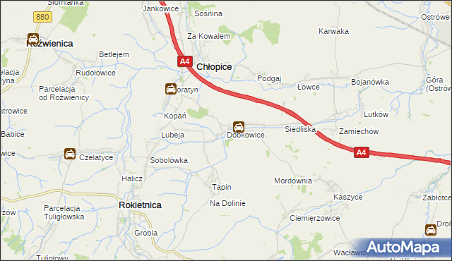 mapa Dobkowice gmina Chłopice, Dobkowice gmina Chłopice na mapie Targeo