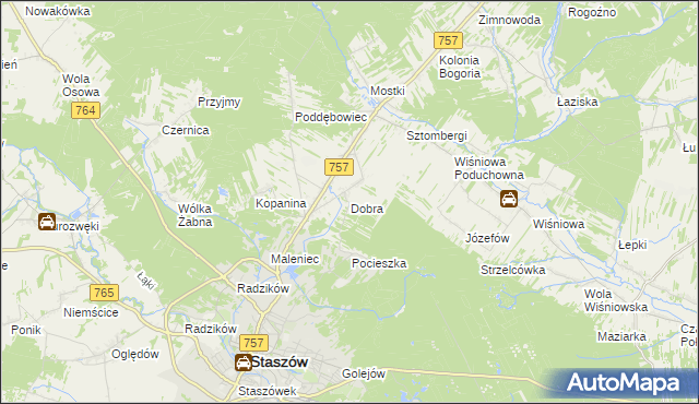 mapa Dobra gmina Staszów, Dobra gmina Staszów na mapie Targeo