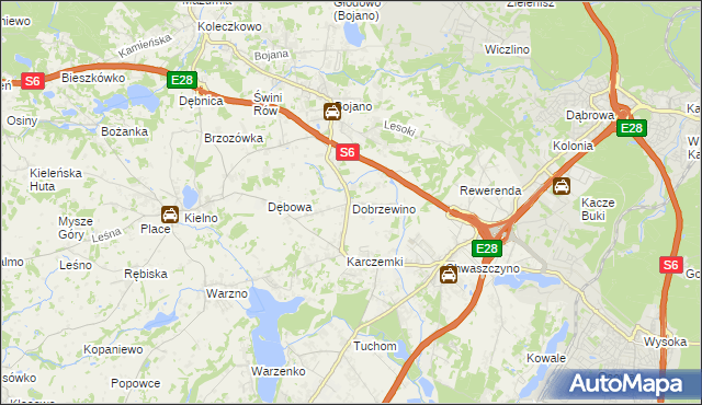 mapa Dobrzewino, Dobrzewino na mapie Targeo