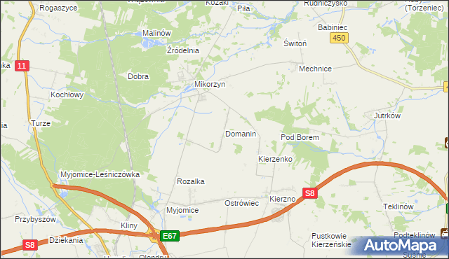 mapa Domanin gmina Kępno, Domanin gmina Kępno na mapie Targeo