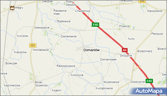 mapa Domaniów powiat oławski, Domaniów powiat oławski na mapie Targeo