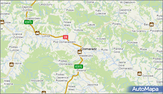 mapa Domaradz powiat brzozowski, Domaradz powiat brzozowski na mapie Targeo