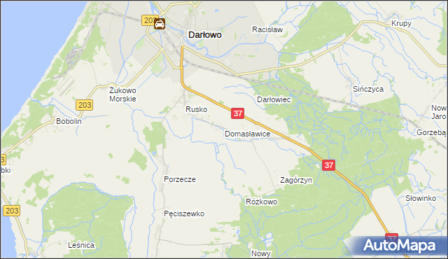 mapa Domasławice gmina Darłowo, Domasławice gmina Darłowo na mapie Targeo