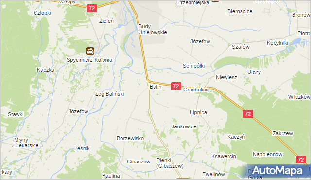 mapa Dominikowice gmina Poddębice, Dominikowice gmina Poddębice na mapie Targeo