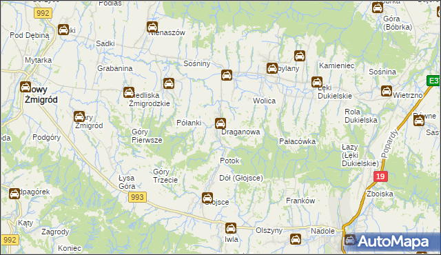 mapa Draganowa, Draganowa na mapie Targeo