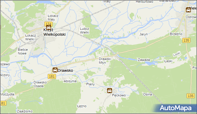 mapa Drawski Młyn, Drawski Młyn na mapie Targeo