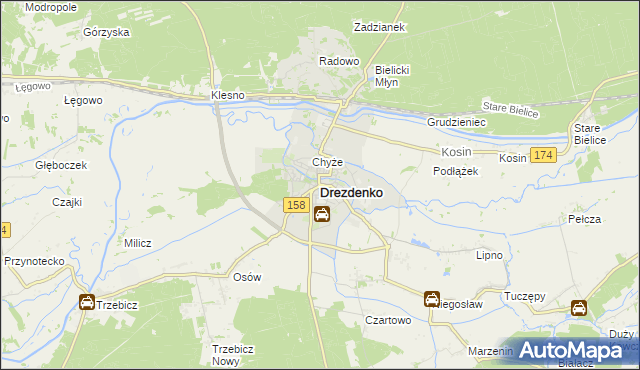 mapa Drezdenko, Drezdenko na mapie Targeo