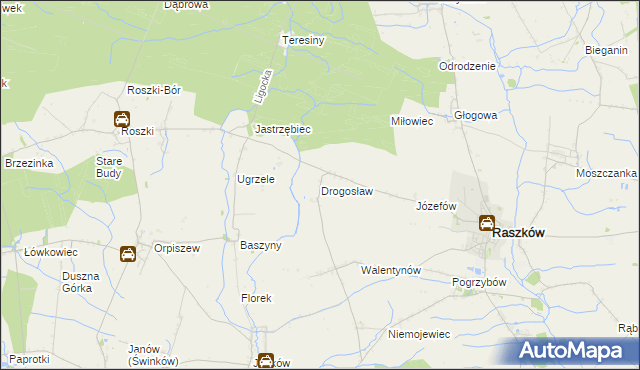 mapa Drogosław gmina Raszków, Drogosław gmina Raszków na mapie Targeo