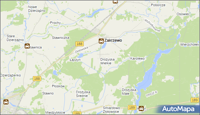 mapa Drożyska Wielkie, Drożyska Wielkie na mapie Targeo