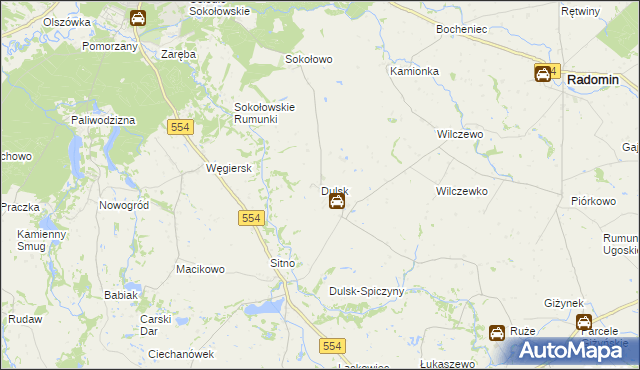 mapa Dulsk gmina Radomin, Dulsk gmina Radomin na mapie Targeo