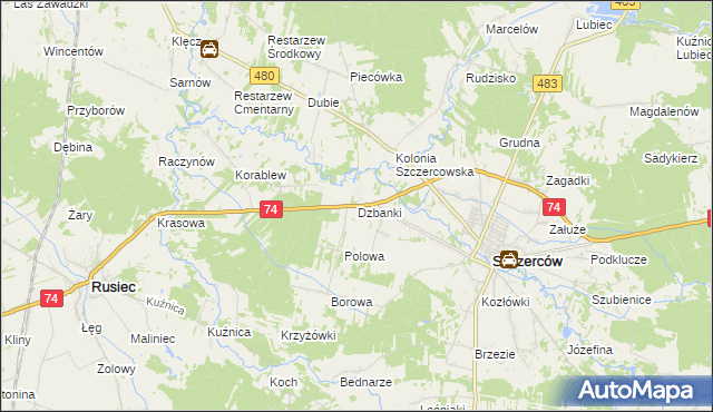 mapa Dzbanki, Dzbanki na mapie Targeo