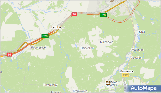 mapa Dziechlino, Dziechlino na mapie Targeo