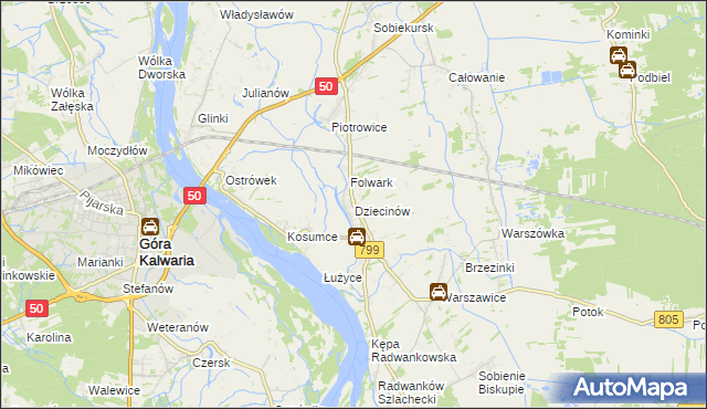 mapa Dziecinów gmina Sobienie-Jeziory, Dziecinów gmina Sobienie-Jeziory na mapie Targeo