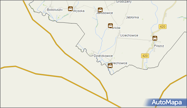 mapa Dzierżkowice gmina Branice, Dzierżkowice gmina Branice na mapie Targeo