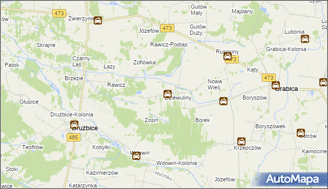 mapa Dziewuliny, Dziewuliny na mapie Targeo