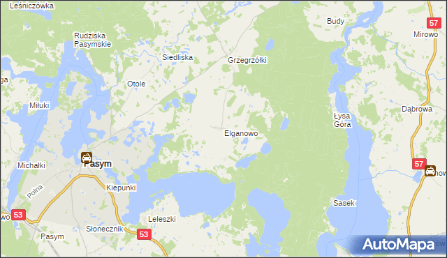 mapa Elganowo, Elganowo na mapie Targeo