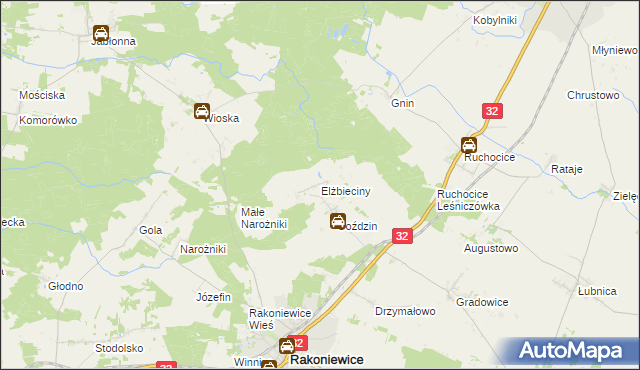 mapa Elżbieciny, Elżbieciny na mapie Targeo