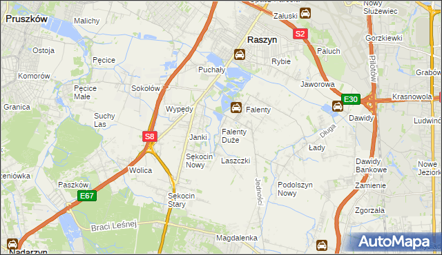 mapa Falenty Duże, Falenty Duże na mapie Targeo