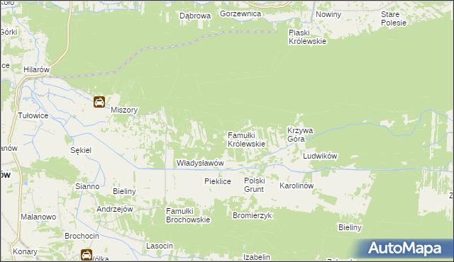 mapa Famułki Królewskie, Famułki Królewskie na mapie Targeo