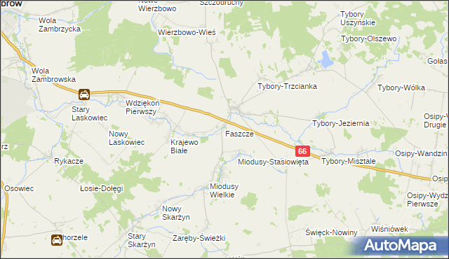 mapa Faszcze gmina Wysokie Mazowieckie, Faszcze gmina Wysokie Mazowieckie na mapie Targeo