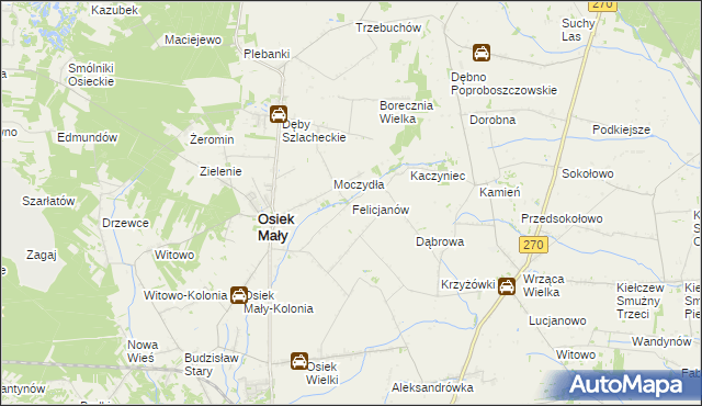 mapa Felicjanów gmina Osiek Mały, Felicjanów gmina Osiek Mały na mapie Targeo