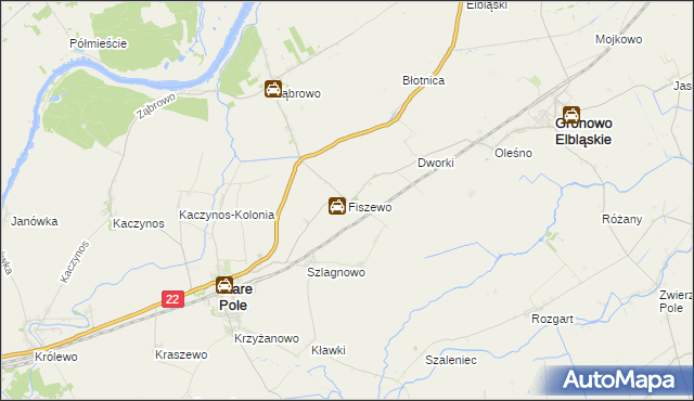 mapa Fiszewo gmina Gronowo Elbląskie, Fiszewo gmina Gronowo Elbląskie na mapie Targeo