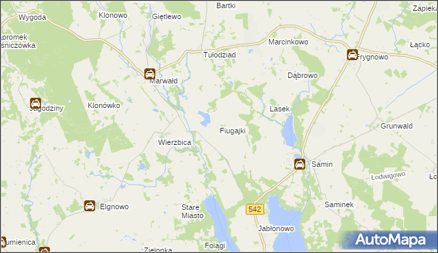 mapa Fiugajki gmina Dąbrówno, Fiugajki gmina Dąbrówno na mapie Targeo