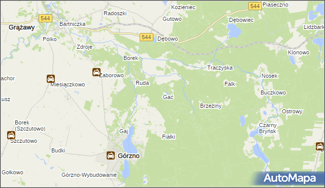 mapa Gać gmina Górzno, Gać gmina Górzno na mapie Targeo