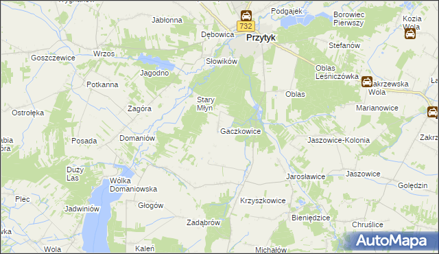 mapa Gaczkowice, Gaczkowice na mapie Targeo