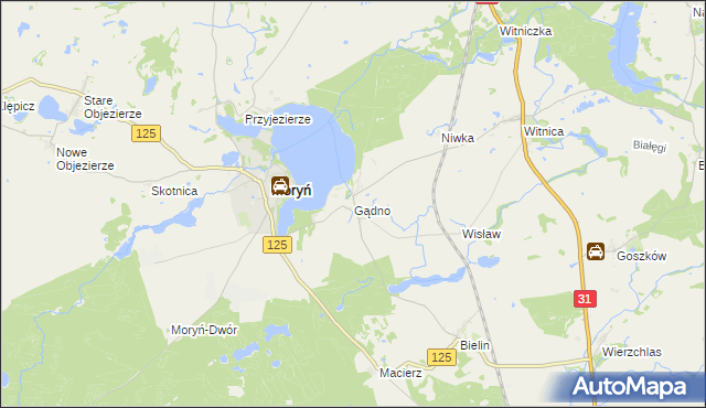 mapa Gądno, Gądno na mapie Targeo