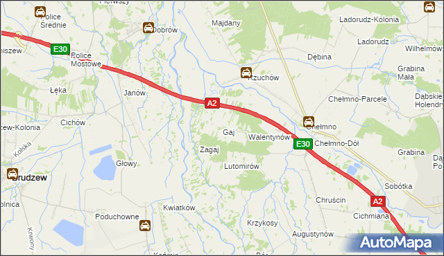 mapa Gaj gmina Dąbie, Gaj gmina Dąbie na mapie Targeo