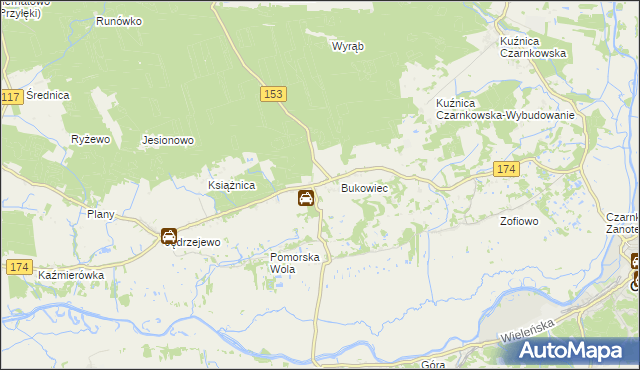 mapa Gajewo gmina Czarnków, Gajewo gmina Czarnków na mapie Targeo