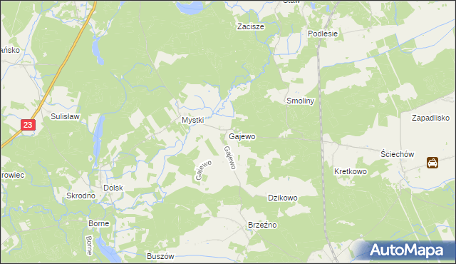mapa Gajewo gmina Lubiszyn, Gajewo gmina Lubiszyn na mapie Targeo