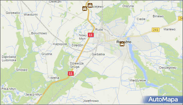 mapa Garbatka gmina Rogoźno, Garbatka gmina Rogoźno na mapie Targeo