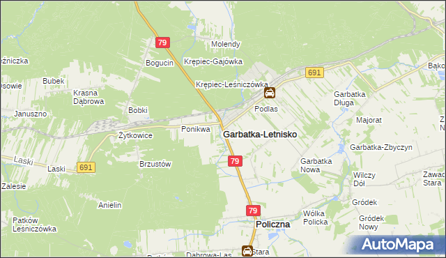 mapa Garbatka-Letnisko, Garbatka-Letnisko na mapie Targeo