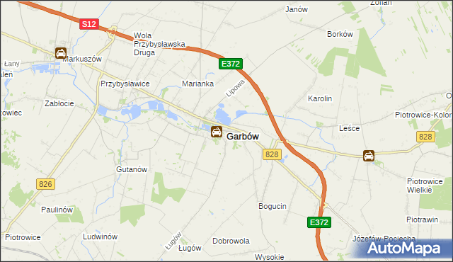 mapa Garbów powiat lubelski, Garbów powiat lubelski na mapie Targeo