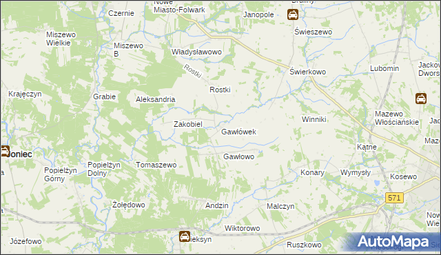 mapa Gawłówek gmina Nowe Miasto, Gawłówek gmina Nowe Miasto na mapie Targeo