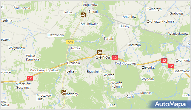 mapa Gielniów, Gielniów na mapie Targeo