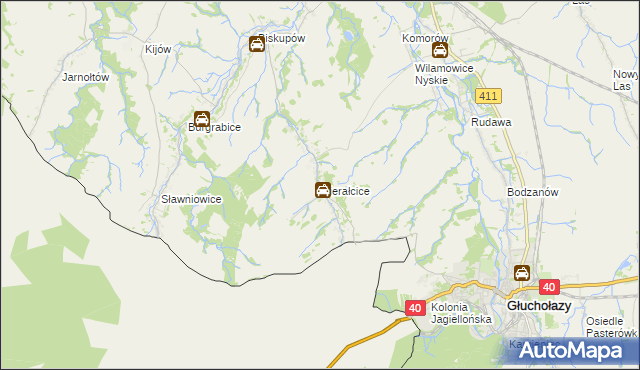 mapa Gierałcice gmina Głuchołazy, Gierałcice gmina Głuchołazy na mapie Targeo