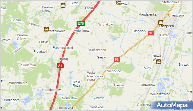 mapa Gieski, Gieski na mapie Targeo