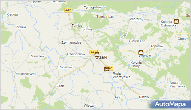 mapa Gizałki, Gizałki na mapie Targeo