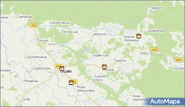 mapa Gizałki-Las, Gizałki-Las na mapie Targeo