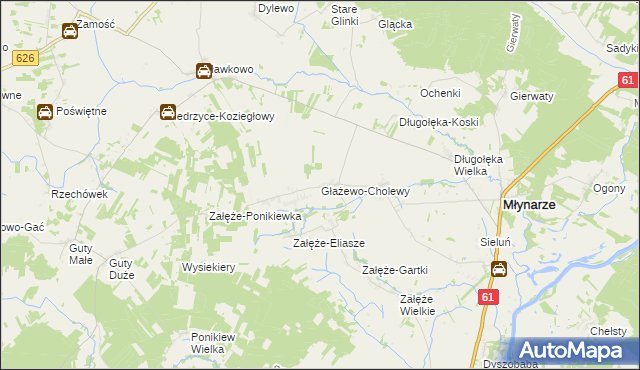 mapa Głażewo-Cholewy, Głażewo-Cholewy na mapie Targeo