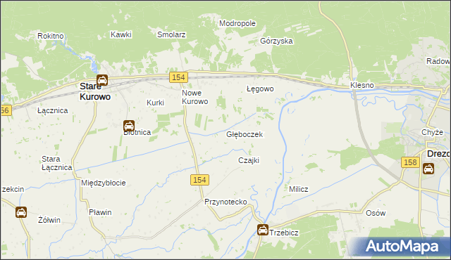 mapa Głęboczek gmina Stare Kurowo, Głęboczek gmina Stare Kurowo na mapie Targeo